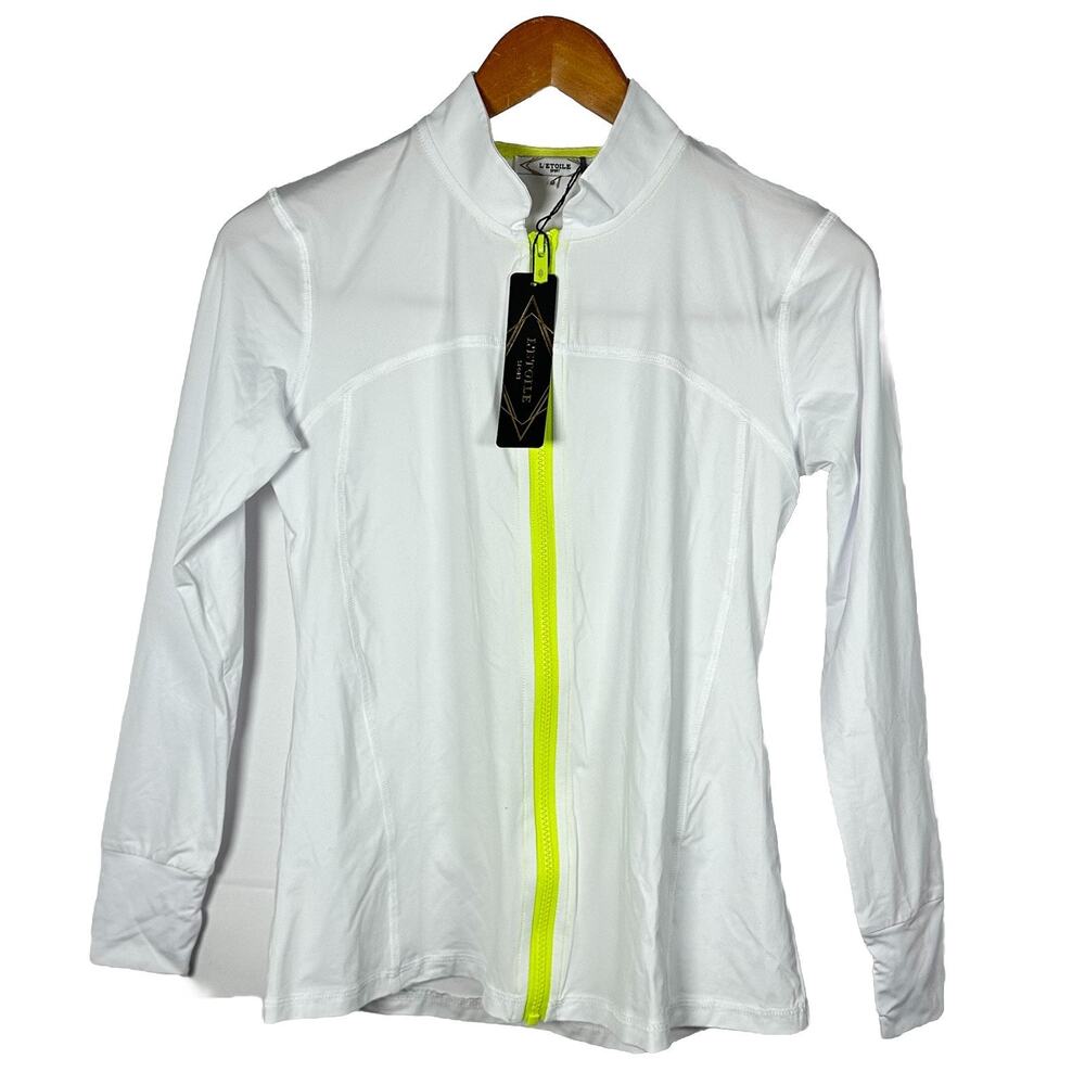 L’Etoile Sport Performance Zip Jacket White Neon Trim NWT Women’s Medium